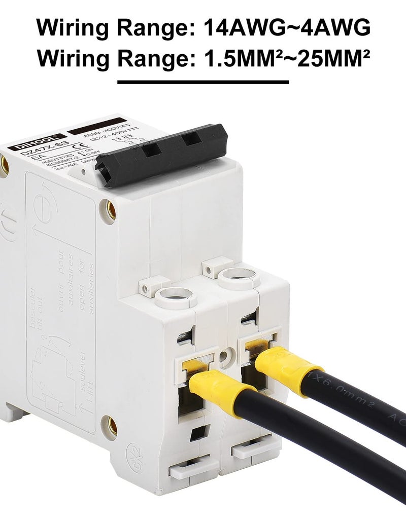 DIHOOL Solar Disconnect Switch, 6 Amp 2 Pole, DIN Rail Mount, Non Polarized, 12V 24V 48V 400V, AC/DC Circuit Breaker, RV Battery Isolator, PV Array MCB, Thermal Magnetic Trip - Image 5